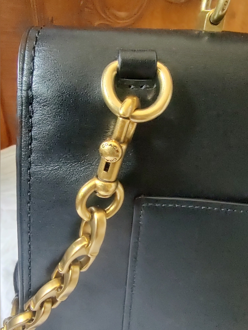 Coach Black Leather Top Handle Satchel Gold Turnlock 69519 Parker - Picture 3 of 14